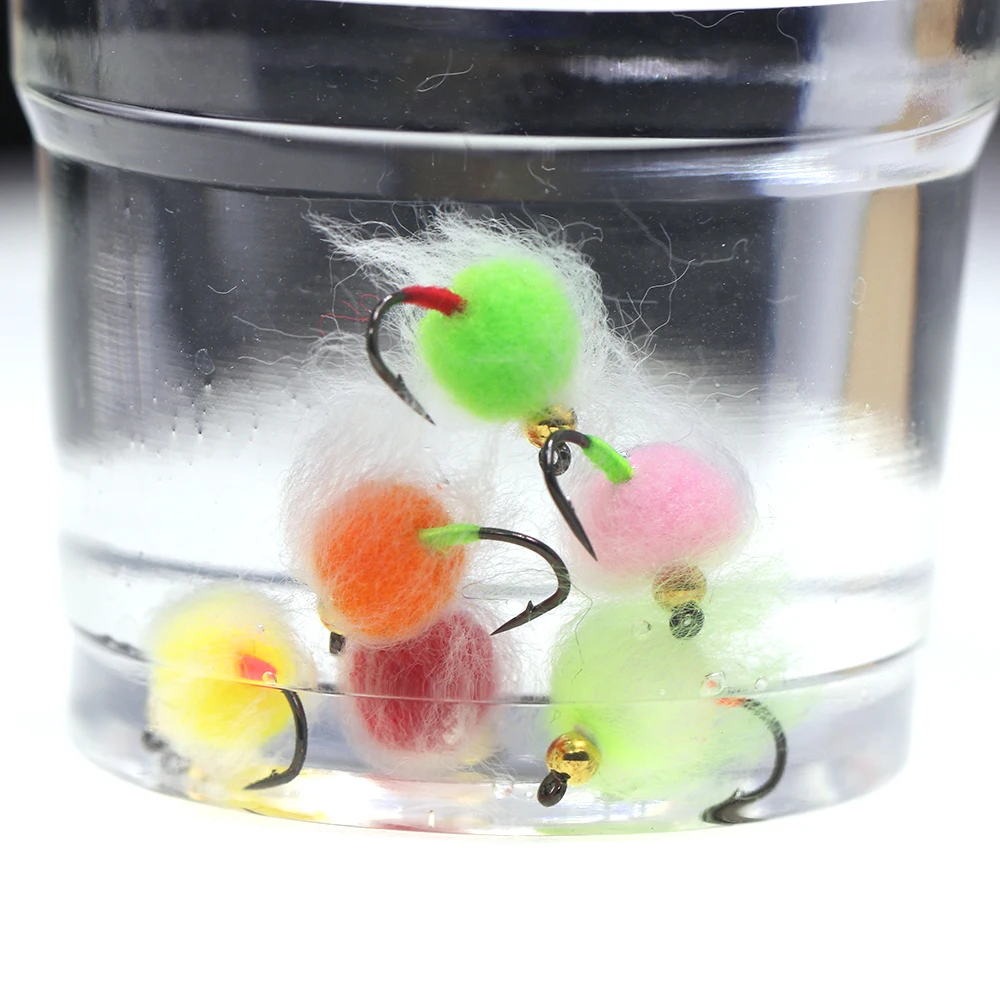 ICERIO-SEÑUELOS de pesca con forma de huevo, Mosca de leche con abalorios, ninfa, mosca húmeda, mimbre, salmón, cáscara, fregadero rápido, trucha, gray Char, 12 #, 6 unidades - imagen 5