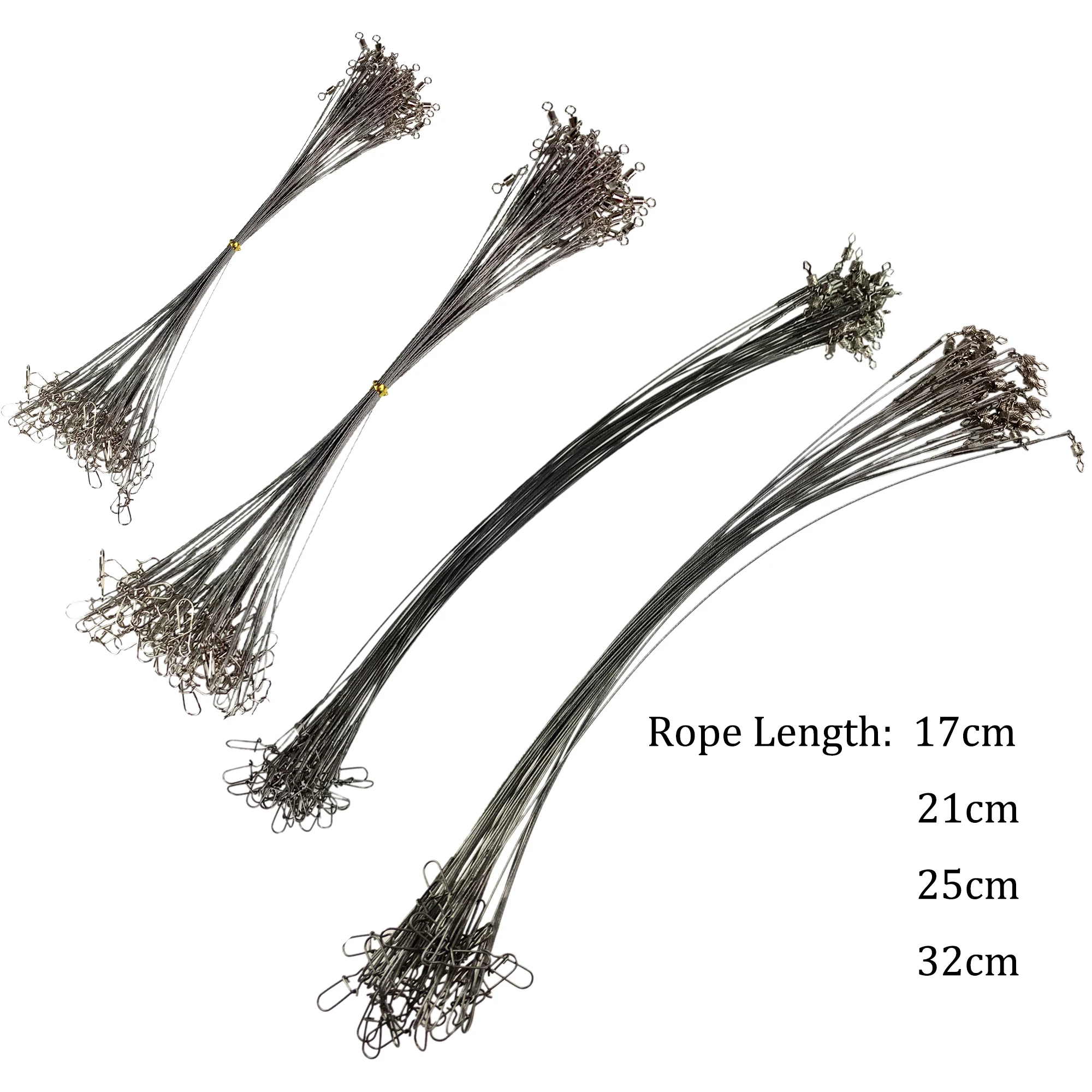 THKFISH 20 piezas 26lb-35lb hilo de pescar líder de alambre de acero con broche giratorio pesca anti-cebo aparejo de alambre de pesca de carpa correa Leadcore - imagen 3