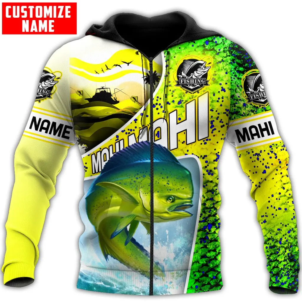 Aangepaste naam Mahi-mahi vissen schubben 3D Afdrukken heren Hoodie & Sweatshirt Herfst Unisex Zip Hoodie Casual Trainingspakken KJ776 - imagen 5