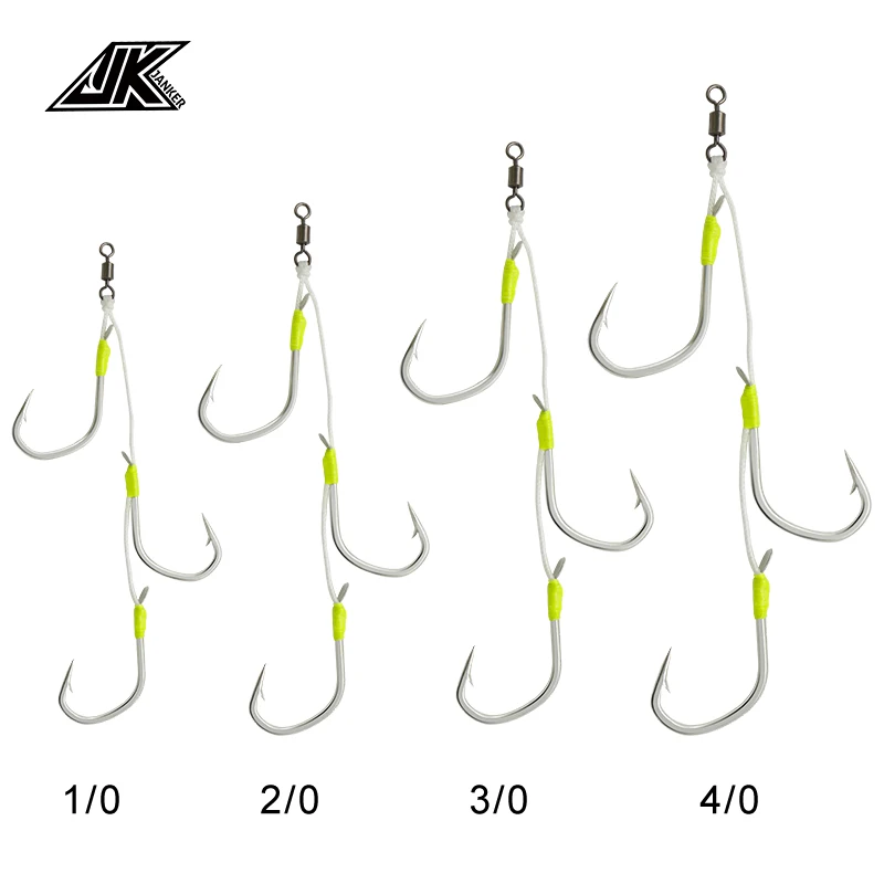 Anzuelos de plantilla lenta, juego de anzuelos de pesca de Triple asistencia, de acero al carbono, accesorios para señuelos Bost de agua salada - imagen 4