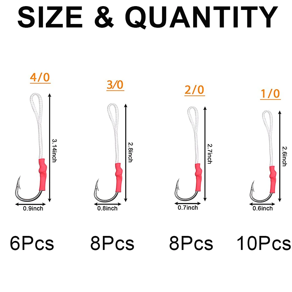 Anzuelo de pesca con anillos divididos, Kit de anzuelos de plomo de Metal lento, aparejo de lubina a rayas, atado de anzuelo de agua salada, 67 piezas - imagen 2