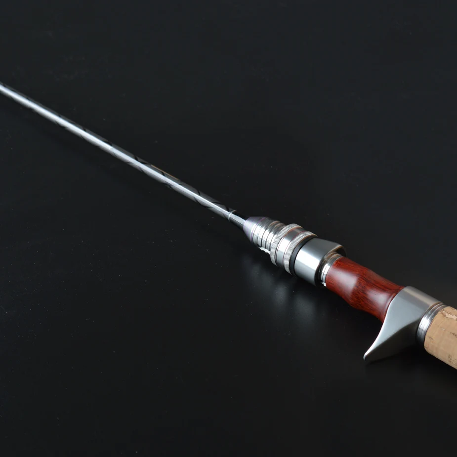 Caña de pescar giratoria de carbono de 1,8 m, diseño de madera roja de fundición, 1-5g/2-7g de potencia UL L, 2 puntas de caña, 2 secciones, aparejos de caña de señuelo ultraligeros - imagen 5