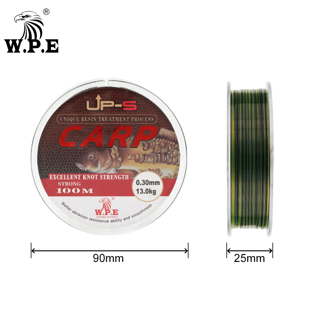 W.P.E-sedal de nailon de doble color para pesca de carpa, hilo de pescar de 100m, monofilamento de 0,20mm-0,60mm, 6KG-36KG, marca UP-S - imagen 3