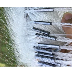 Red de pesca de tres capas con seda blanca y flotadores de plastico