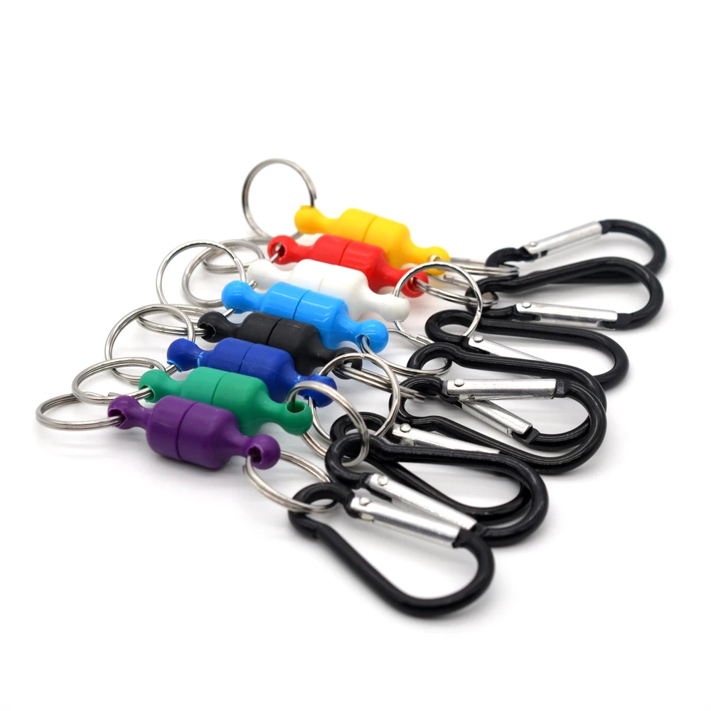 MNFT 2 uds hebilla magnética pesca con mosca red magnética y mosquetón de aluminio herramienta de liberación rápida de pesca 8 colores seleccionados - imagen 3