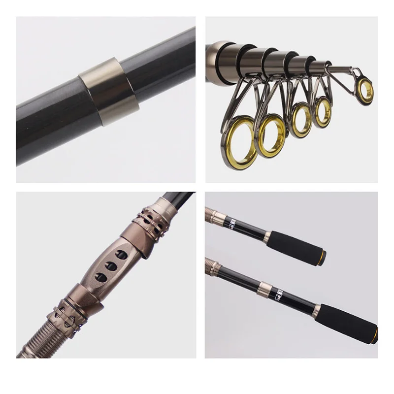 Retráctil caña de pescar mucho tiempo de mar de todas las aguas portátil caña de pescar de carbono 1,8 M 2,1 M 2,4 M 2,7 M 3,0 M 3,3 M X609G - imagen 2