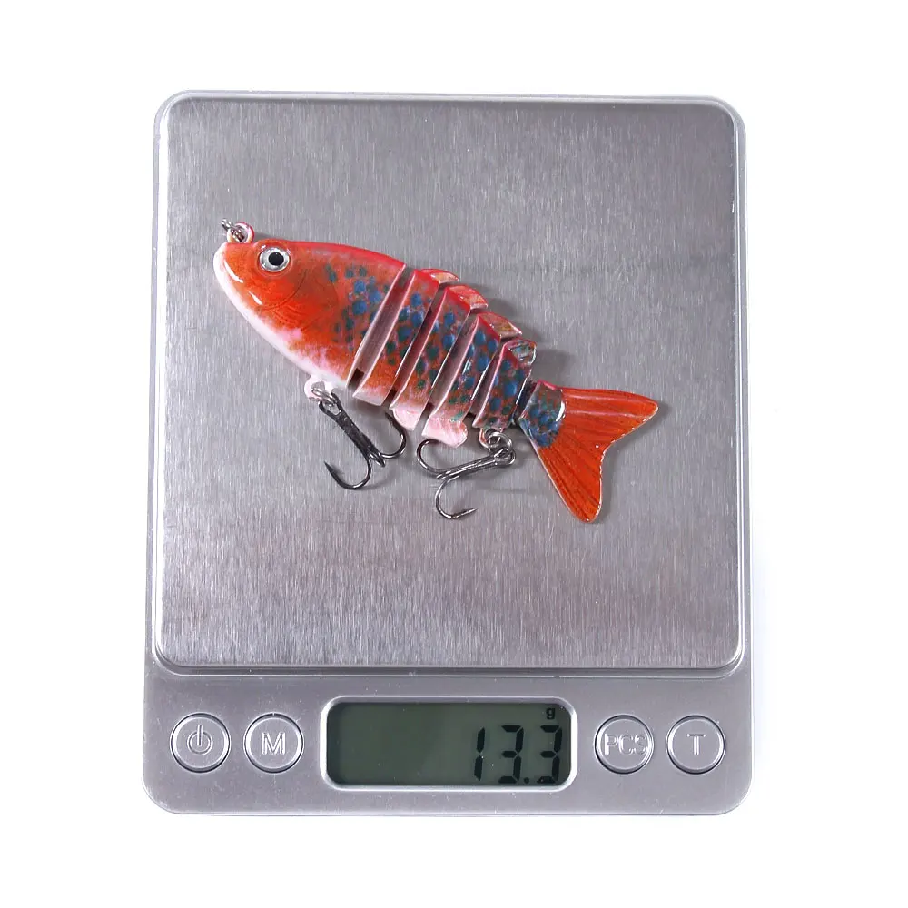 Señuelo de Pesca de 8cm, 13g, ojos 3D, señuelo duro de Pesca realista de 6 segmentos, Crankbait con 2 anzuelos, cebos de Pesca para lubina y Lucio - imagen 5