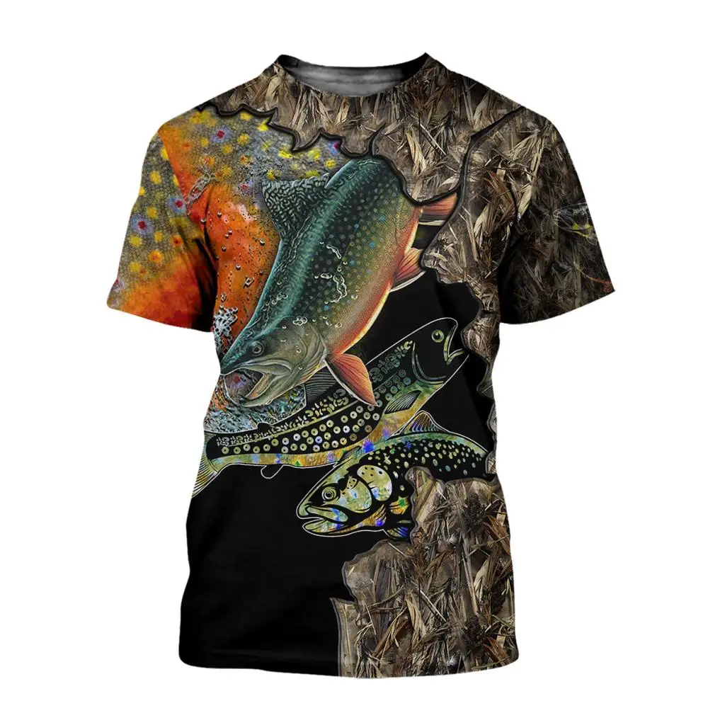 Camiseta de moda de verano 2025 para hombre, camisetas de manga corta Harajuku con estampado 3D de amor y pesca, ropa de calle informal Unisex, tops KJ0145 - imagen 4