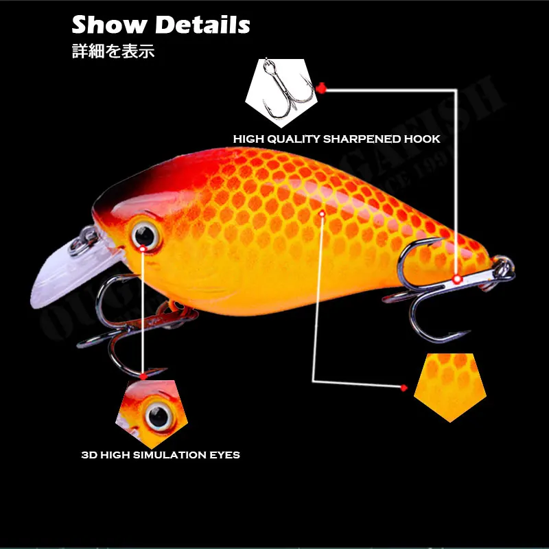 Accesorios de pesca señuelo Crankbait 13g 75mm flotante 1,2 m-2m Isca Artificial Wobblers Peche Accessoire Pike Fish Angeln Zubehor - imagen 4