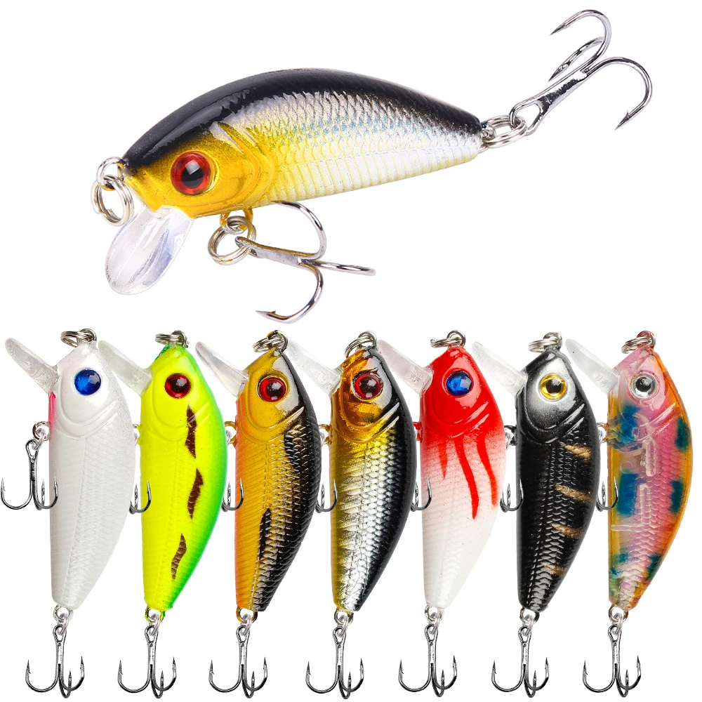 Minnow Wobblers clásicos de pesca, lure50 mm 4g, Mini Iscas artificiales, cebo duro Crankbait, Swimbait para lubina y Lucio, accesorios, 1 unidad