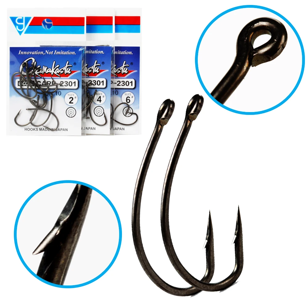 Anzuelos de pesca de carpa de acero al carbono, anzuelos de pesca de carpa con revestimiento, Gape ancho con Micro púa, negro mate, Yn, grueso, gamakaTSU - imagen 3