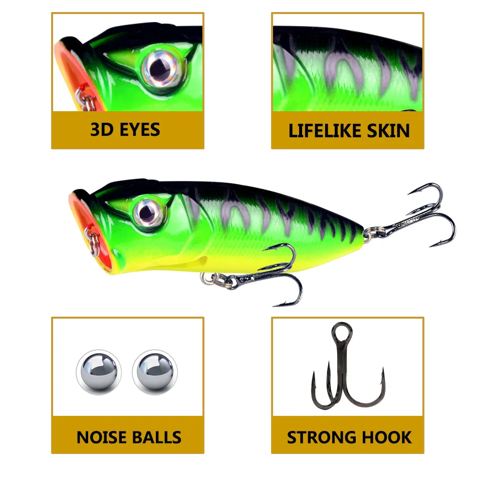 Señuelos de Pesca de 6,5 cm/12g, 1 piezas, cebo duro de 5 colores, Wobblers artificiales, aparejos de pesca de plástico con ganchos 6 # - imagen 3