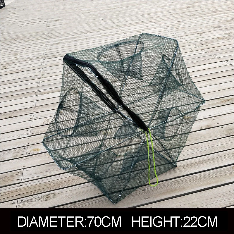 Red de pesca automática con 6 agujeros, red plegable hexagonal para pescar camarones, peces, camarones, pececillos, cebos de cangrejo, trampa de malla fundida B082 - imagen 3