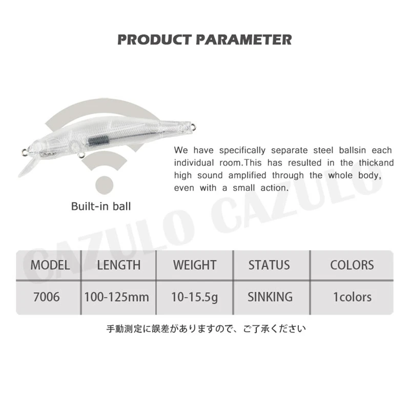 Accesorios de pesca de pececillos sin pintar en blanco, Isca señuelo, peso Artificial, 10-15,5g, ABS, Wobblers de hundimiento DIY, aparejos de lubina, Leurre - imagen 5