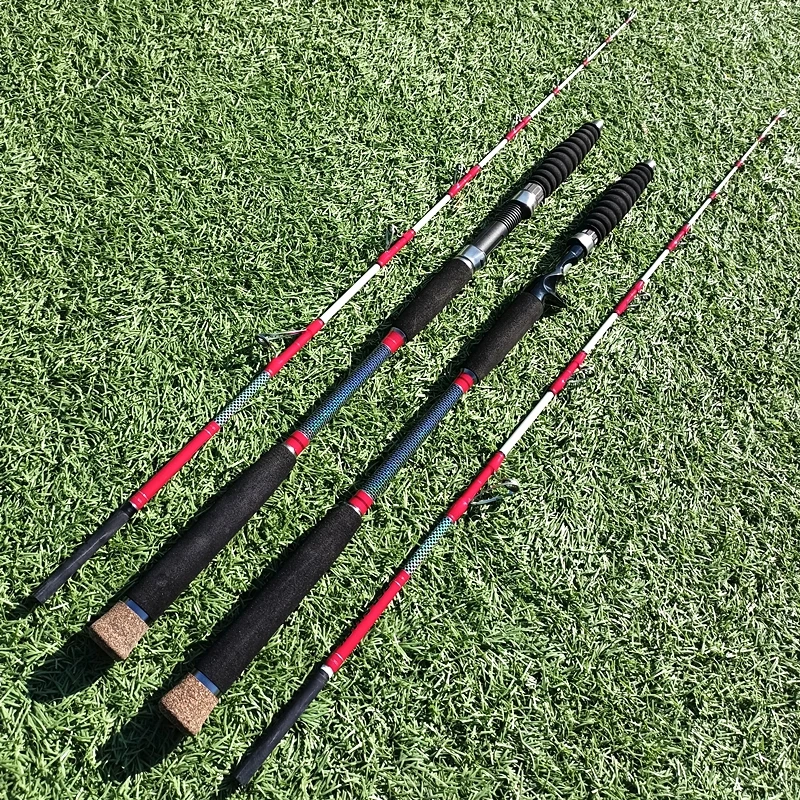 Caña de pescar de barco de punta sólida de 1,58 m y 5,2 pies, caña de caza giratoria FRP de fundición fuerte, 2 secciones, caña de curricán femenina de jigging lento XH - imagen 5