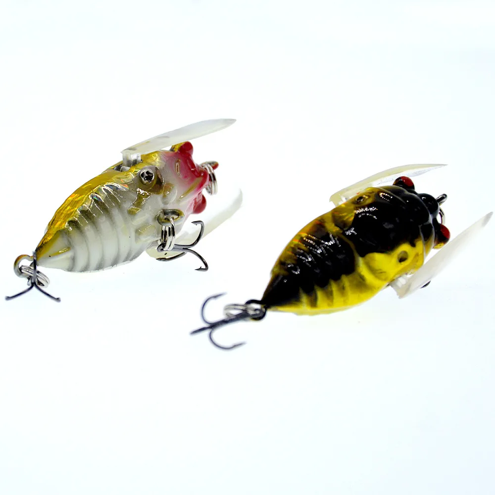 Pesca Artificial cigarra señuelo duro insecto cebo 4 cm/6g Topwater Bass Catch flotante Popper lote 2 piezas venta - imagen 2