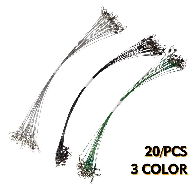 MEREDITH-Hilo de pescar de acero antimordedura, 15cm-30cm, líder de alambre de acero con accesorio giratorio de pesca, correa de núcleo de plomo, alambre de pesca - imagen 5