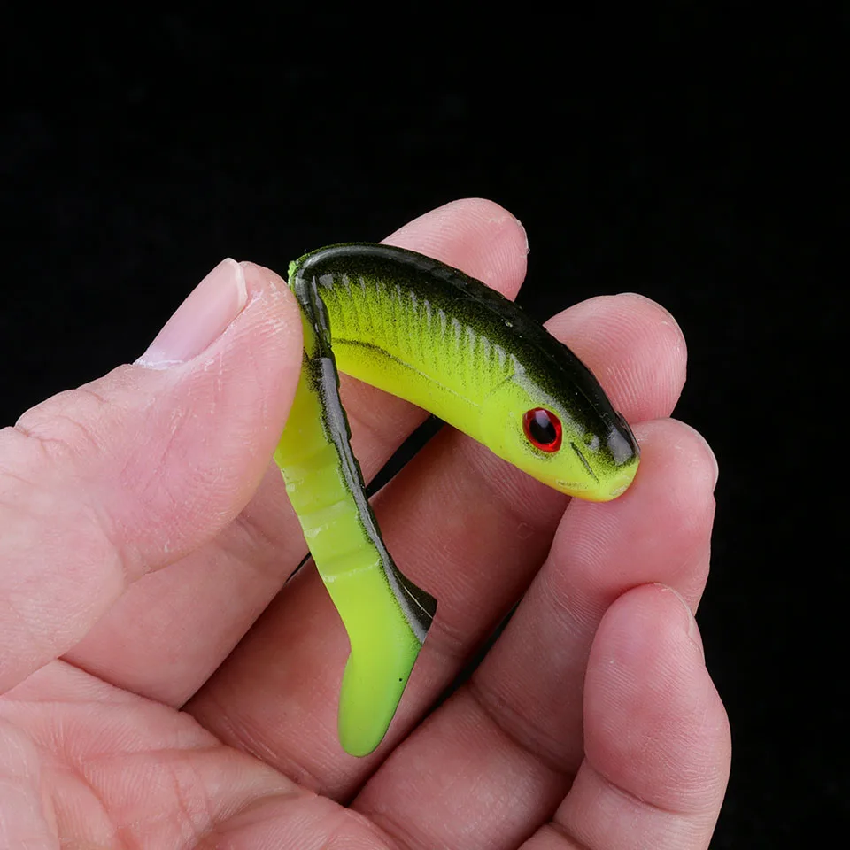 WALK FISH-señuelos artificiales blandos, cebos de pesca, cebo de silicona, cola en T, Wobblers, 80mm, 5,7G, lote de 4 unidades - imagen 2