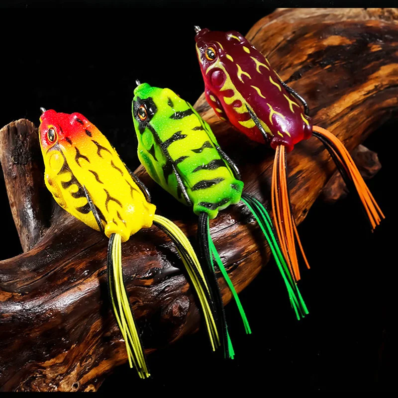 Señuelos de Pesca de rana blanda de simulación, anzuelos dobles, 6g, 9g, 12g, Topwater Ray Frog, pececillo Artificial, manivela, cebo suave, aparejos de pesca, 1 unidad - imagen 3