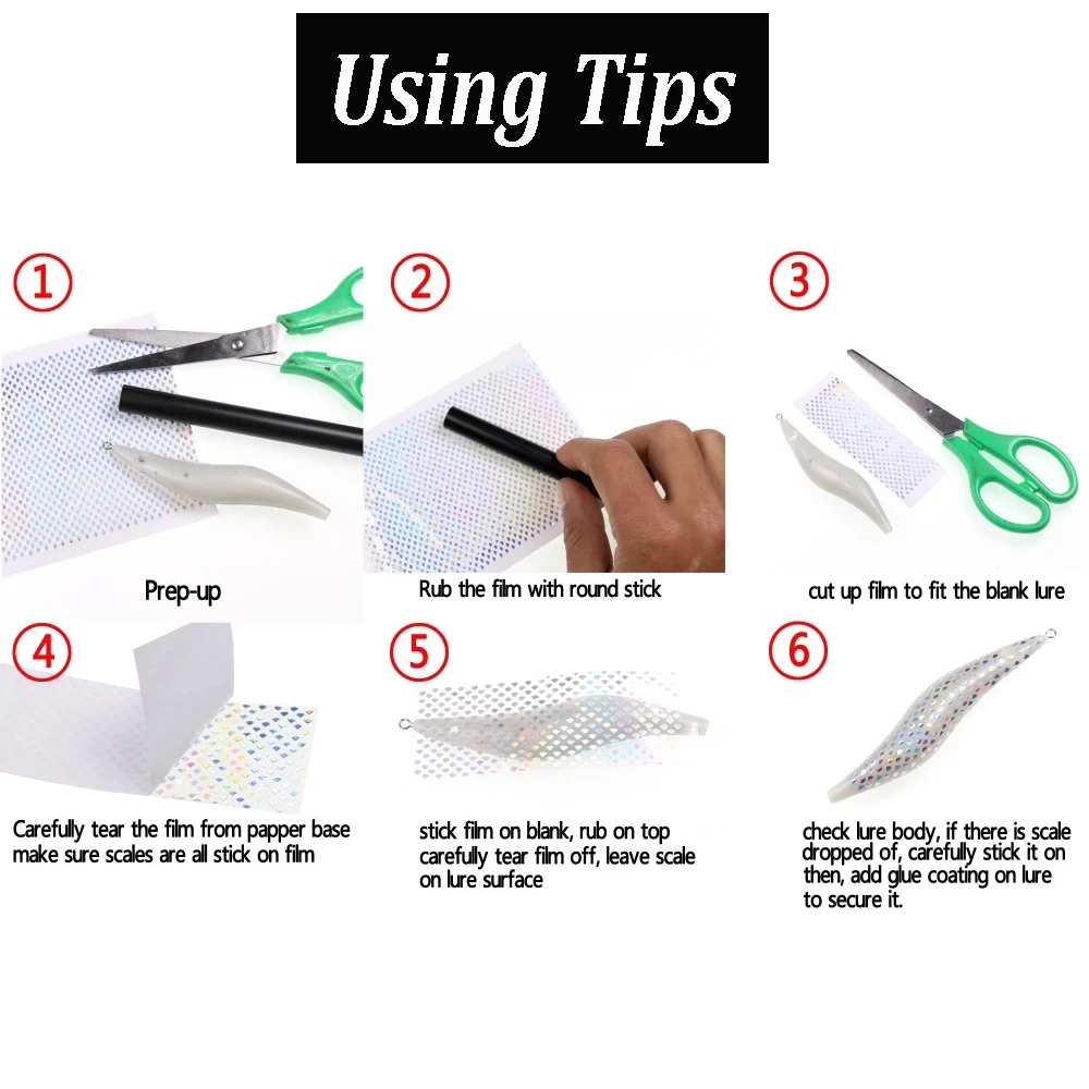 Wifreo 4 unids/pack señuelo de pesca holográfico pegatina de mosca escamas de pescado señuelo pegatina de transferencia de presión para plantillas calamar señuelo espacios en blanco - imagen 5