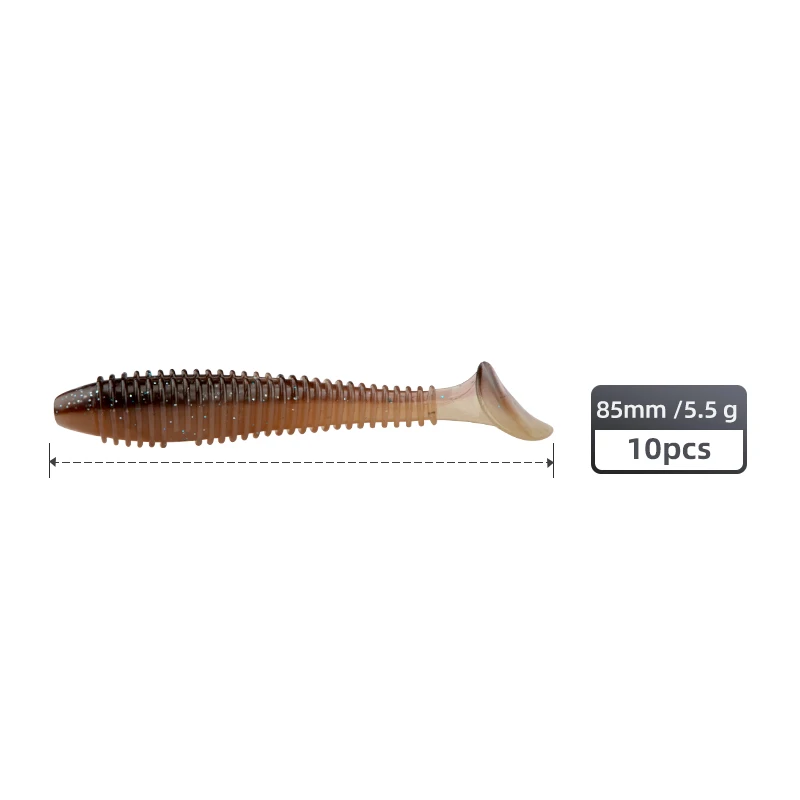 MEREDITH-Señuelos de Pesca FAT Swing Impact Swimbait, 85mm/5,5g, 10 Uds./lote, cebos blandos para pesca de lubina - imagen 5