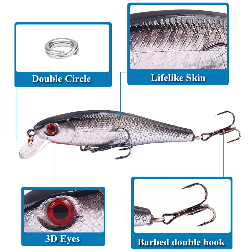 1 Uds. Señuelos de pesca Minnow cebo duro 8,6 cm 9,3g Jig wobbler Bass Pike señuelo cebos artificiales de plástico para aparejos de pesca Crankbait - imagen 3