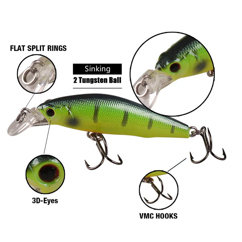 BASSKING-cebo de pececillo hundido, 5cm, 4,2g, bola de tungsteno, señuelo de Pesca Isca Artificial Para Pesca Wobbler Peche Swimbait agua salada - imagen 2