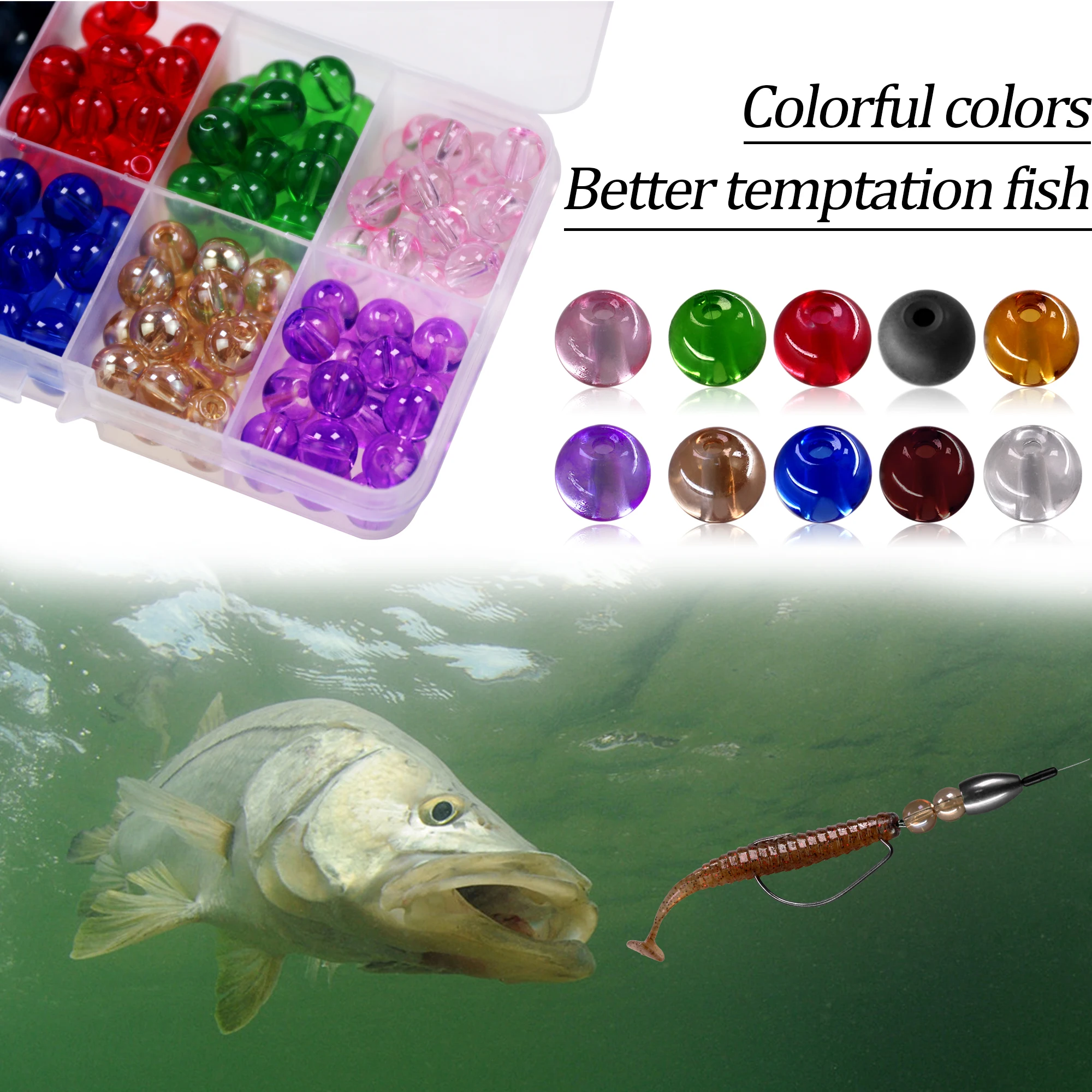 200 uds/500 Uds cuentas de pesca 6mm 8mm Color mezclado Carolina Rigs Taxes Rigs cuentas de pesca DIY Kit accesorios de aparejos de pesca de lubina - imagen 4
