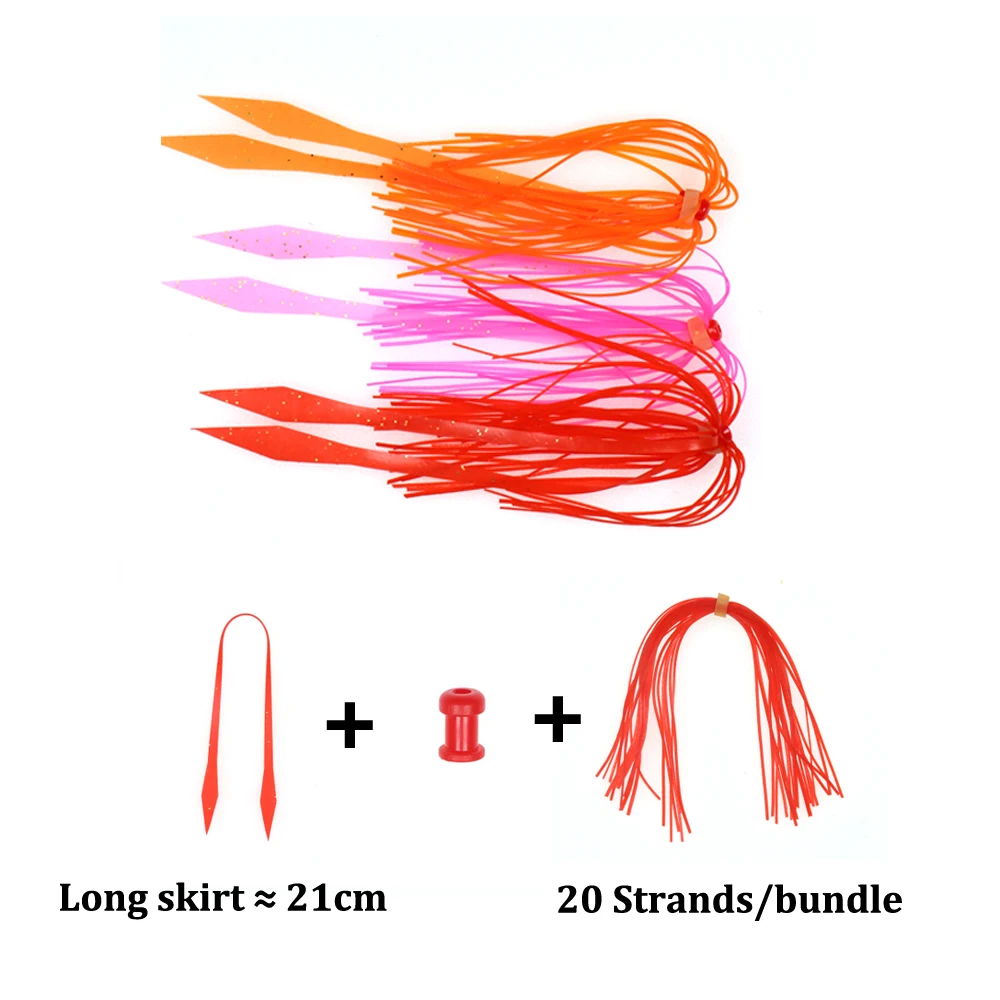 30 Uds Kabura Snapper calamar Jigging señuelo de pesca faldas de silicona Streamer combinar piezas deslizantes DIY plantillas de remolque de goma salada - imagen 4