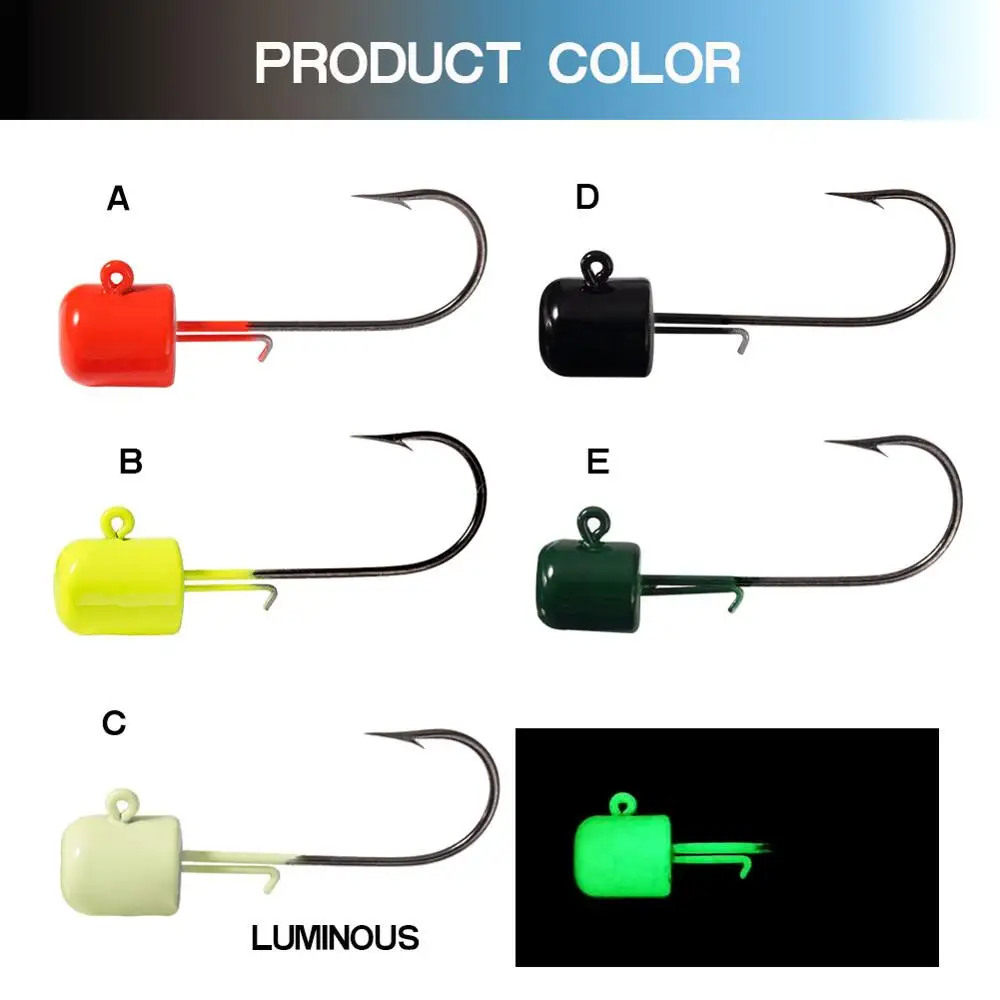 SUNMILE-Cabeza de plantilla de aparejo Ned, 5 piezas, finura, cebo de pesca suave de agua dulce, 2G, 3,5g, 5G, 7g, anzuelos de lubina Haken - imagen 5