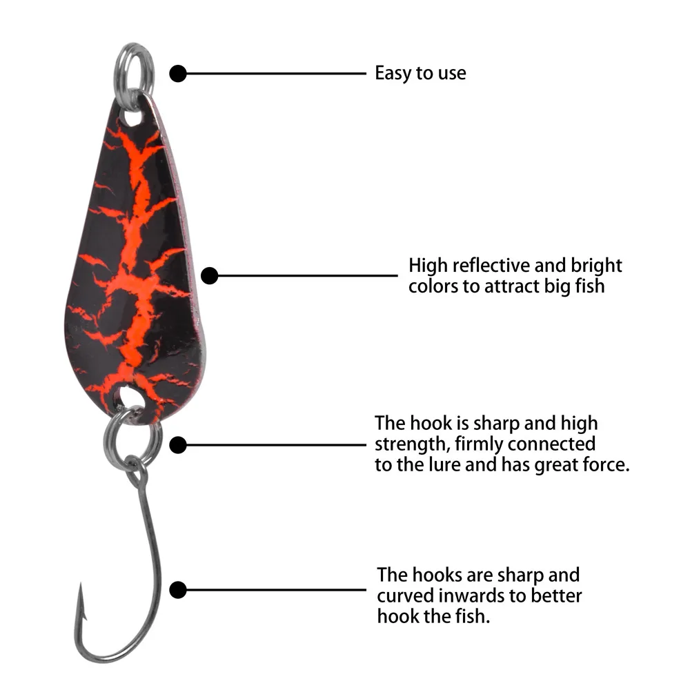 Señuelo de Metal para pesca, anzuelo de Metal para trucha con un solo gancho, plantilla de fundición, cebo giratorio para perca de lubina, 12 Uds./24 Uds. - imagen 4