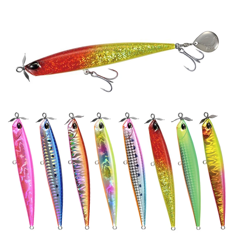 Señuelo giratorio para Pesca, cebo giratorio de 8 colores, 110mm, 27g, lápiz de plástico duro, accesorios de aparejos de Pesca 9073, 1 unidad - imagen 4