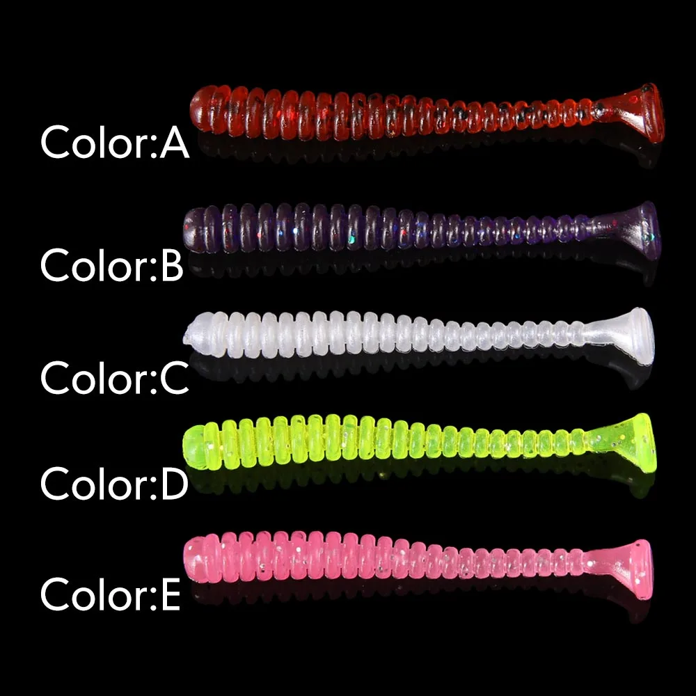 WEIHAI FSTK Softbaits Mini Wobblers de gusano suave Jerkbaits con cola en T 50 unids/caja 0,45g 48mm Mirco Bass gusano señuelo Rig Swimbait Pesca - imagen 4