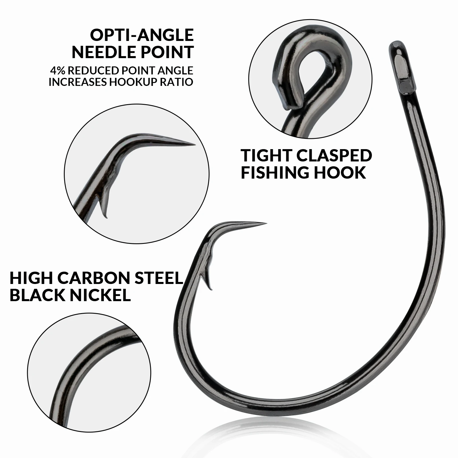 THKFISH 20 piezas anzuelos circulares en línea de acero rico en carbono anzuelos de espacio ancho para señuelo suave pesca de agua dulce anzuelo de bagre - imagen 3