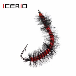 ICERIO 8 Uds arco rojo San Juan gusano ninfas trucha pesca mosca señuelos # 6