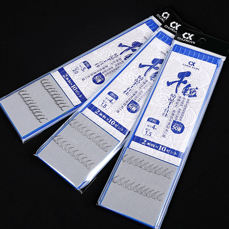 Anzuelos de pesca de acero al carbono, juego de sedal de doble gancho con púas, accesorios de aparejos XA687G, 10 piezas - imagen 4