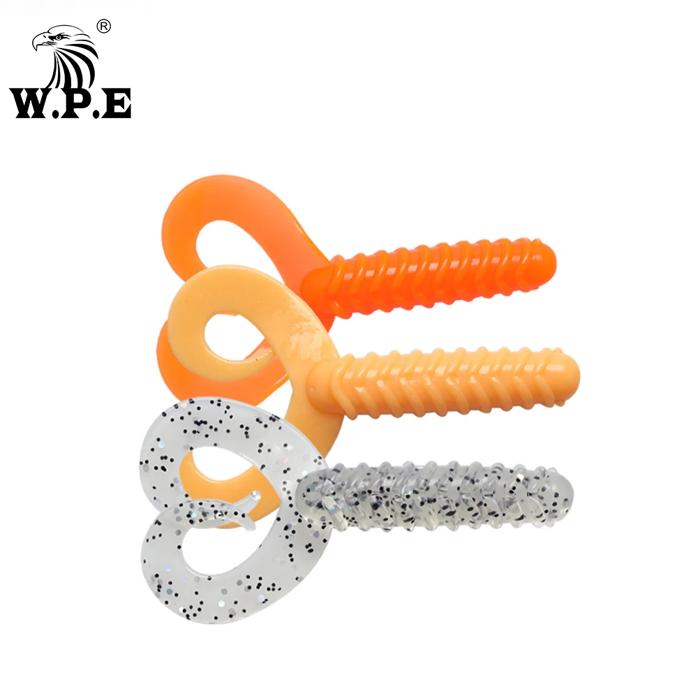 W.P.E-señuelo suave Multicolor, cebo de pesca de cola bifurcada de silicona, de goma, cuerpo suave, para nadar, para carpa, 75mm, 5 unidades por lote - imagen 4