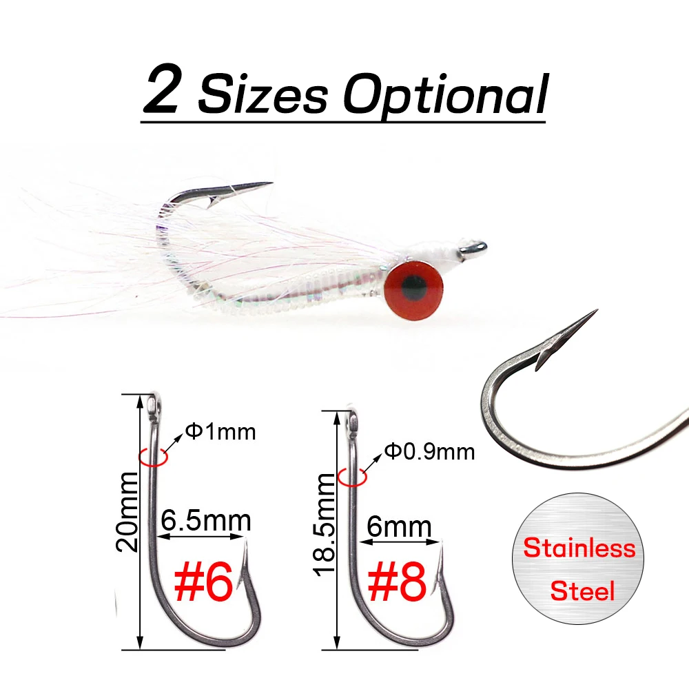 Bimoo 14 unids/caja # 6 # 8 dobladillo de hielo Crazy Charlie anzuelo de acero inoxidable moscas de pesca señuelo artificial cebo para lubina trucha arcoíris - imagen 3