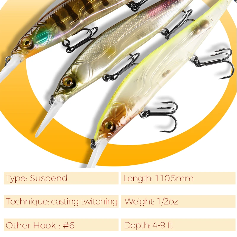 Bearking-Señuelos de Pesca profesionales Wobbler, 110mm, 14g, 1,8 m SP, cebo Artificial, aparejos de depredador, jerkbaits para lucio y lubina - imagen 4