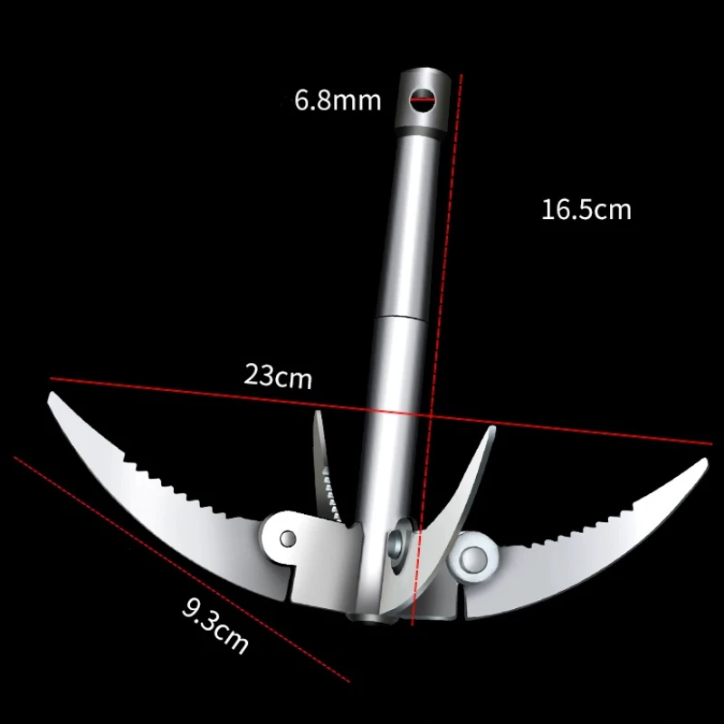 Extractor de malezas de hierro plegable, cuchillo de anclaje para deshierbe, plantas acuáticas afiladas, herramientas de deshierbe, aparejos de pesca - imagen 2