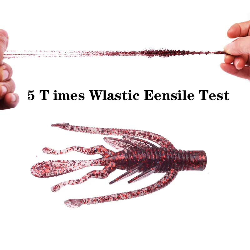 Cebos flotantes de silicona para Camarón, cebos blandos giratorios de 63mm y 2,5g con doble cola, anzuelos de gusano para pesca, olor a pescado con sal, 10 Uds. - imagen 3