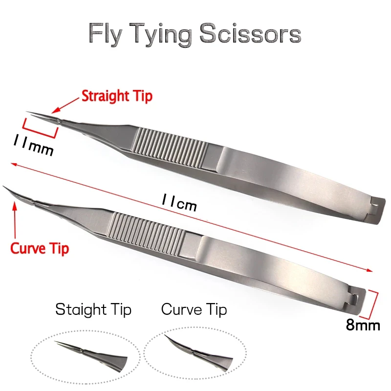 Wifreo-Tijeras de atado de moscas de 11cm, 1 micropunta inoxidable, tijeras de recorte pequeñas para pesca con mosca, ninfa, serpentina de mosca seca - imagen 2