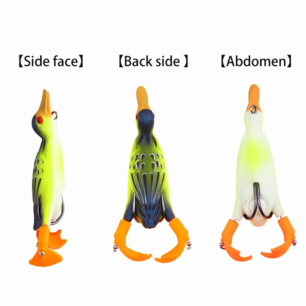 1 Uds. Topwater hélice Flipper pato realista señuelo de pesca suave 9,5 cm 12g cebo de silicona Artificial aparejos de pesca giratorios Geer - imagen 5
