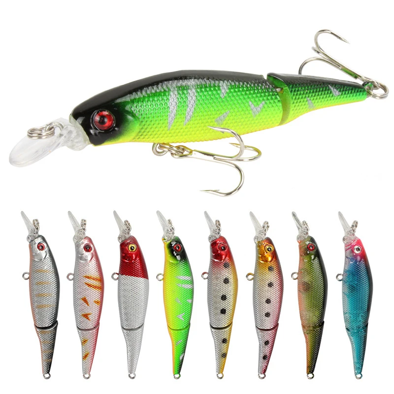 Señuelos de Pesca articulados Minnow, aparejos artificiales, secciones Wobblers, cebo SwimBaits para lucio y lubina, carpa Isca, 7,4g, 8,5 cm, 1 pieza