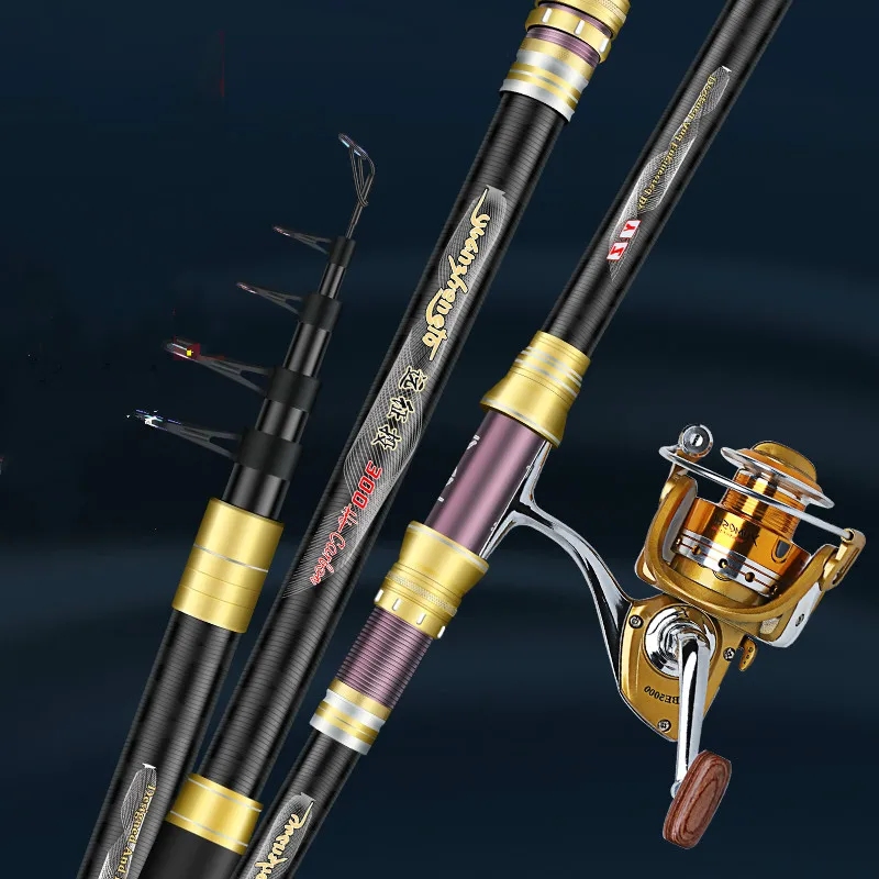 Palo de lanzamiento lejano de 2,1 M-4,5 M, fibra de carbono, pesca en roca, Olta, caña giratoria, telescópica, herramientas de pesca - imagen 3