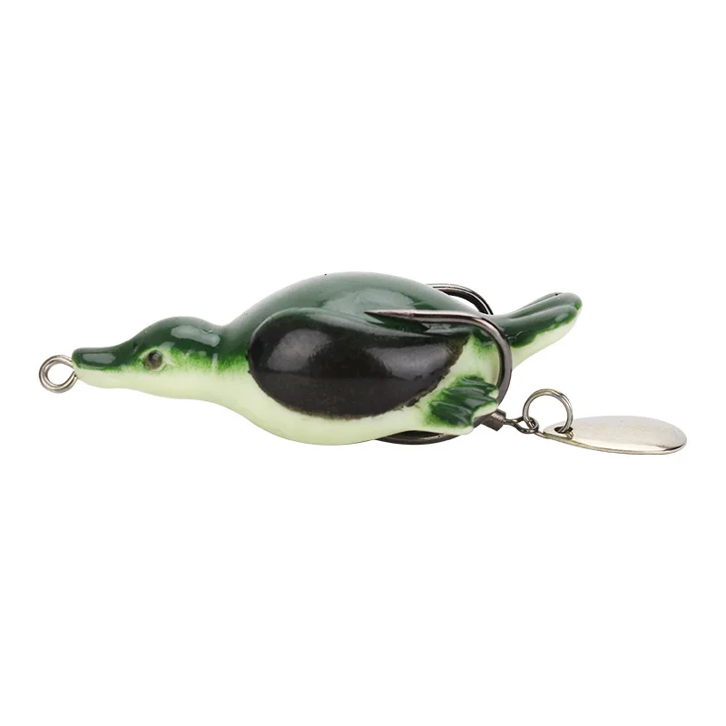 Señuelo de pesca de rana revisado de pato de simulación 7cm/11g con cucharas señuelos artificiales cabeza de serpiente pez negro 1 pieza de venta - imagen 3