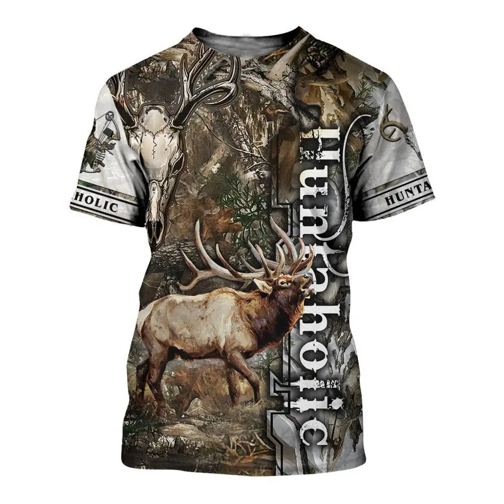 Camiseta estampado 3D pesca caza ciervos hombre manga corta verano - imagen 5