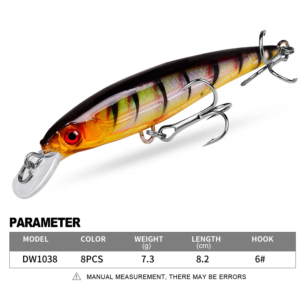 Señuelos de Pesca de pececillo de hundimiento lento, anzuelo triple de 7,3g y 8,2 cm, Wobbler Crankbait Isca, cebos duros artificiales, aparejos de Pesca, 1 ud. - imagen 4