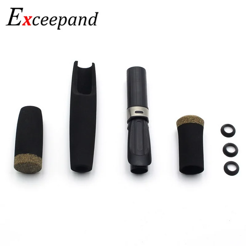 Exceepand-Kit de mango de caña de pescar giratoria, empuñaduras de construcción de caña dividida, EVA negra y corcho de goma - imagen 4