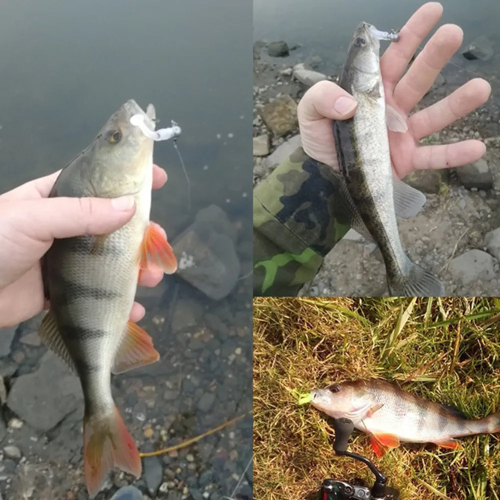 50 unids/lote gusano T cola señuelo suave 5cm 0,8g cebo Artificial de silicona Swimbait agua salada Jig Head Wobblers carpa aparejos - imagen 3